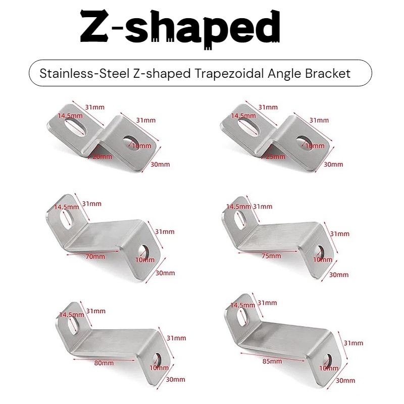 Z. A. Furniture - 3mm Thick Stainless‑Steel Z‑Shape Angle Bracket
