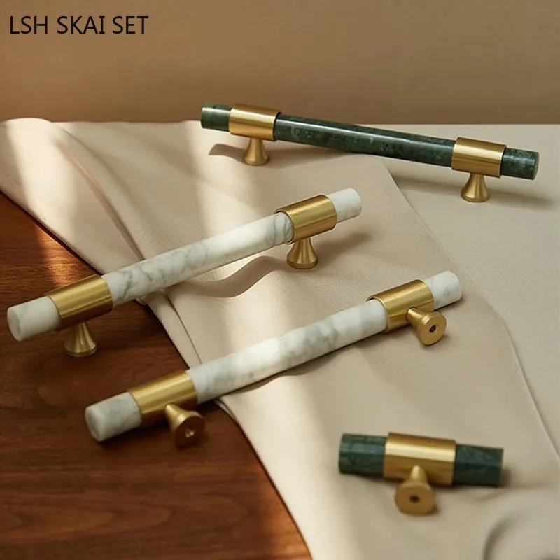 Furniture And Hardware Supplies - 1Pc Marble Brass Handle Nordic Drawer
